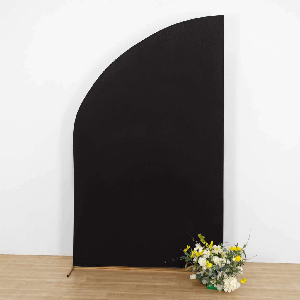 8ft Black Spandex Fitted Wedding Arch Cover For Half Moon Top Chiara Backdrop Stand - Bell Racket Store