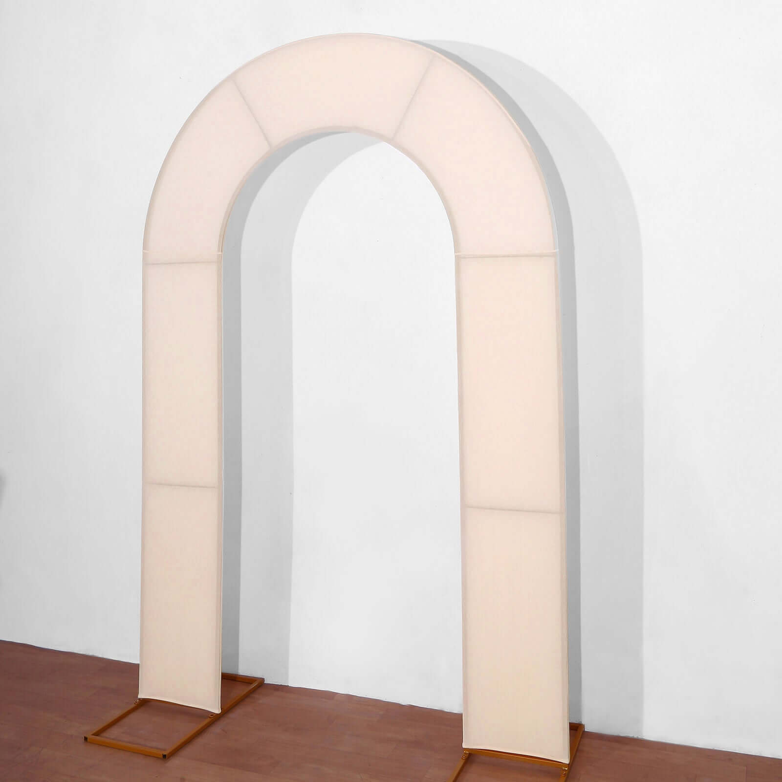 8ft Blush Spandex Fitted Open Arch Wedding Arch Cover, Double - Sided U - Shaped Backdrop Slipcover - Bell Racket Store