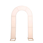 8ft Blush Spandex Fitted Open Arch Wedding Arch Cover, Double - Sided U - Shaped Backdrop Slipcover - Bell Racket Store