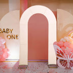 8ft Blush Spandex Fitted Open Arch Wedding Arch Cover, Double - Sided U - Shaped Backdrop Slipcover - Bell Racket Store