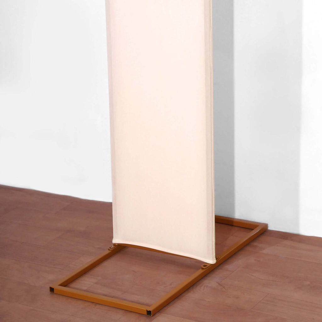 8ft Blush Spandex Fitted Open Arch Wedding Arch Cover, Double - Sided U - Shaped Backdrop Slipcover - Bell Racket Store