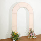 8ft Blush Spandex Fitted Open Arch Wedding Arch Cover, Double - Sided U - Shaped Backdrop Slipcover - Bell Racket Store
