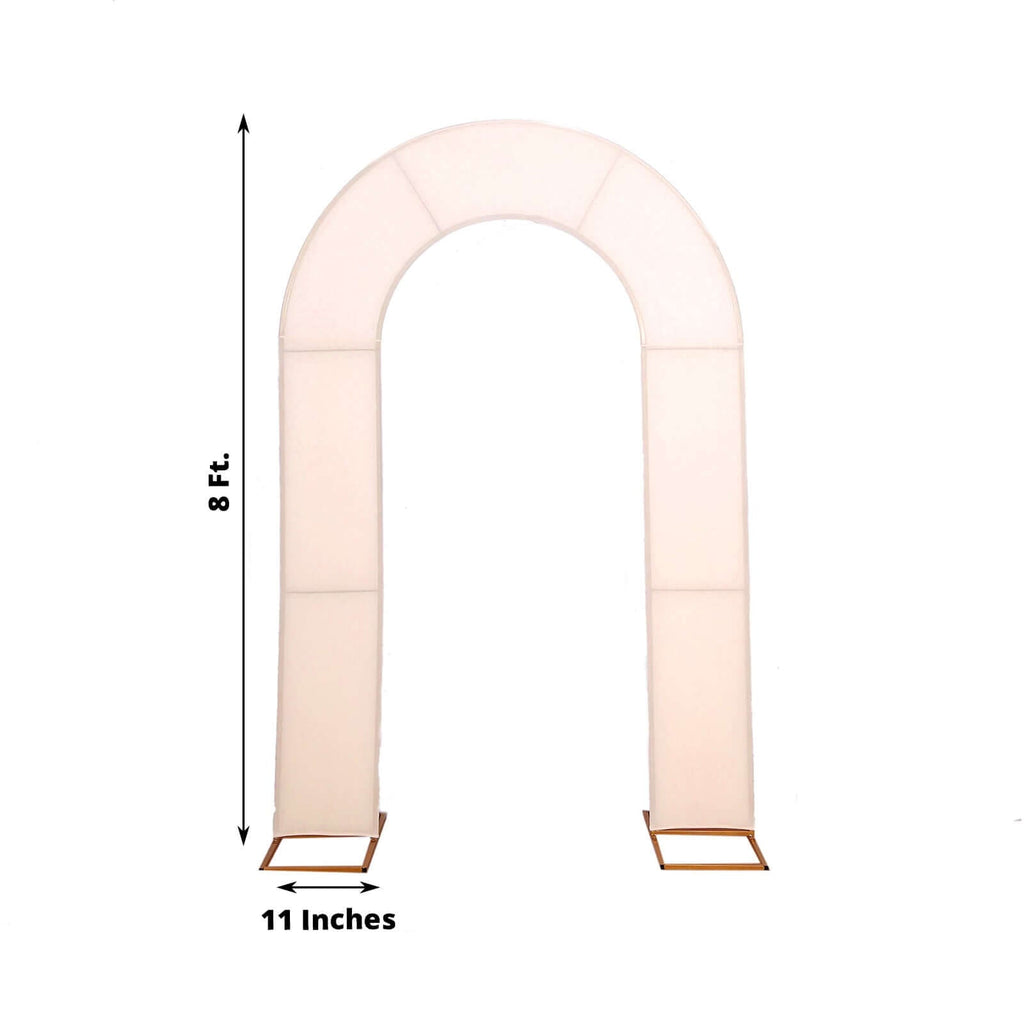 8ft Blush Spandex Fitted Open Arch Wedding Arch Cover, Double - Sided U - Shaped Backdrop Slipcover - Bell Racket Store