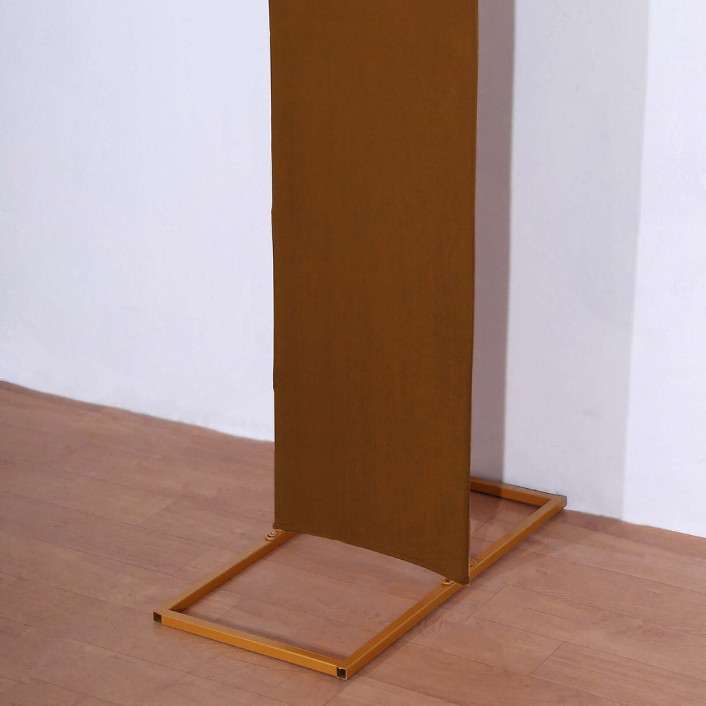 8ft Cinnamon Brown Spandex Fitted Open Arch Wedding Arch Cover, Double - Sided U - Shaped Backdrop Slipcover - Bell Racket Store