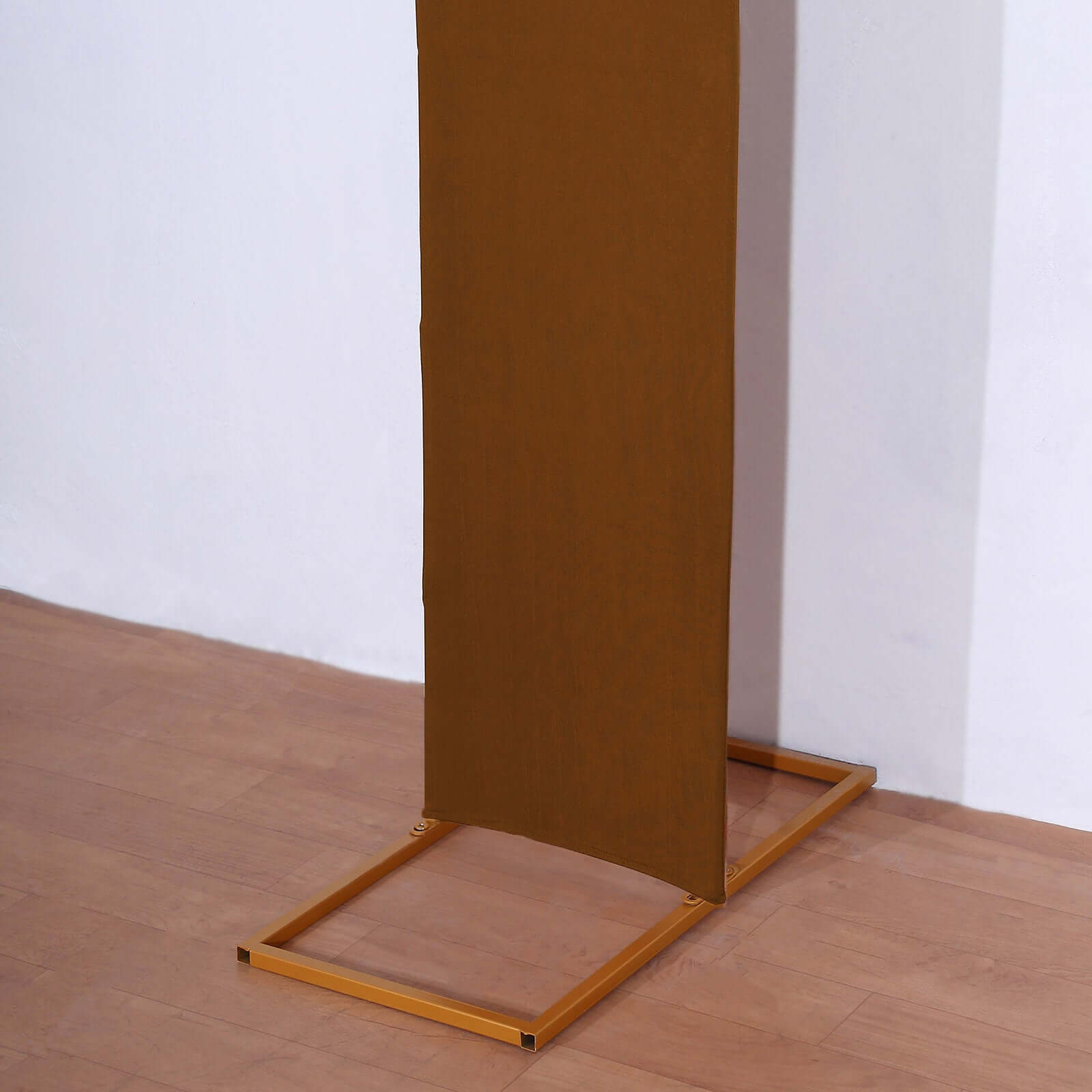 8ft Cinnamon Brown Spandex Fitted Open Arch Wedding Arch Cover, Double - Sided U - Shaped Backdrop Slipcover - Bell Racket Store