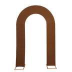 8ft Cinnamon Brown Spandex Fitted Open Arch Wedding Arch Cover, Double - Sided U - Shaped Backdrop Slipcover - Bell Racket Store