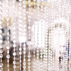 8ft Crystal Diamond Beaded Curtain with Plastic Rod and Adjustable Hooks