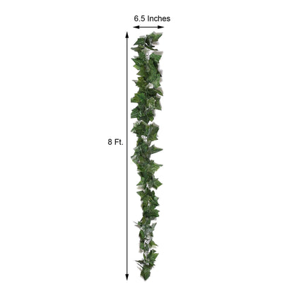 8ft Dark Green UV Protected Artificial Silk Ivy Leaf Garland Vine, Outdoor Indoor - NestOCart