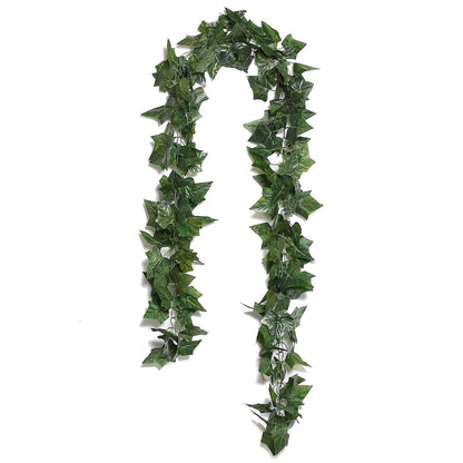 8ft Dark Green UV Protected Artificial Silk Ivy Leaf Garland Vine, Outdoor Indoor - NestOCart