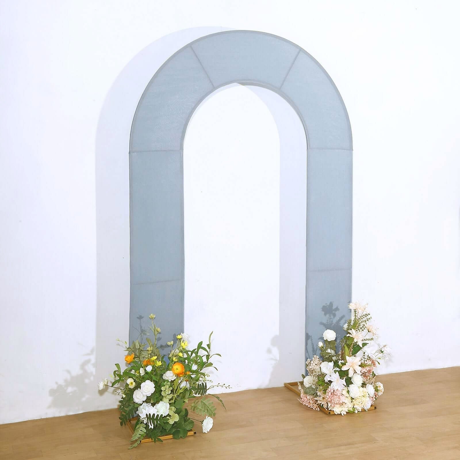 8ft Dusty Blue Spandex Fitted Open Arch Wedding Arch Cover, Double - Sided U - Shaped Backdrop Slipcover - Bell Racket Store