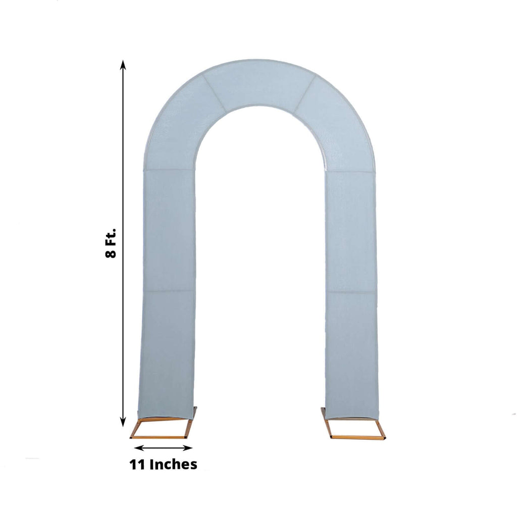 8ft Dusty Blue Spandex Fitted Open Arch Wedding Arch Cover, Double - Sided U - Shaped Backdrop Slipcover - Bell Racket Store