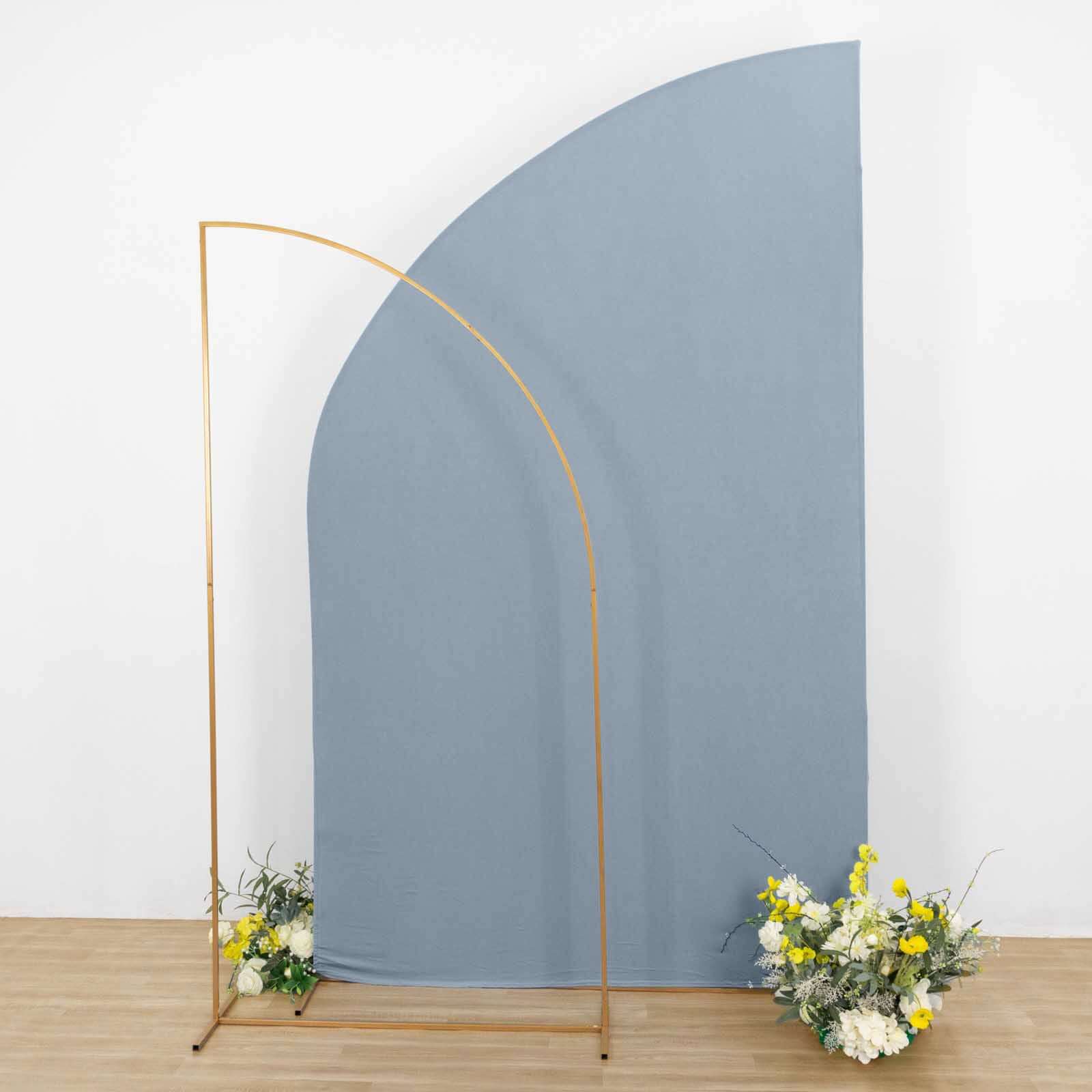 8ft Dusty Blue Spandex Fitted Wedding Arch Cover For Half Moon Top Chiara Backdrop Stand - Bell Racket Store