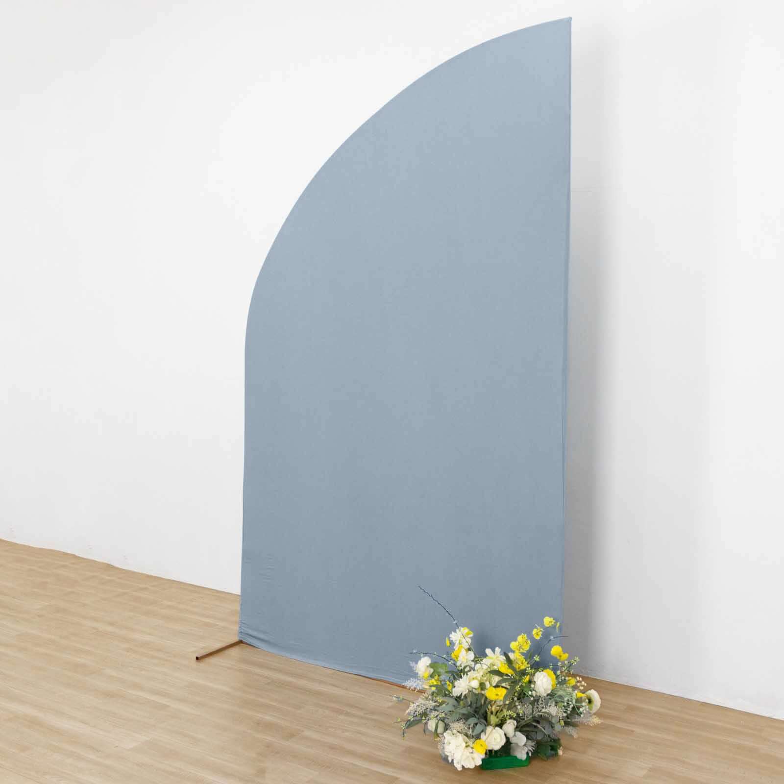 8ft Dusty Blue Spandex Fitted Wedding Arch Cover For Half Moon Top Chiara Backdrop Stand - Bell Racket Store