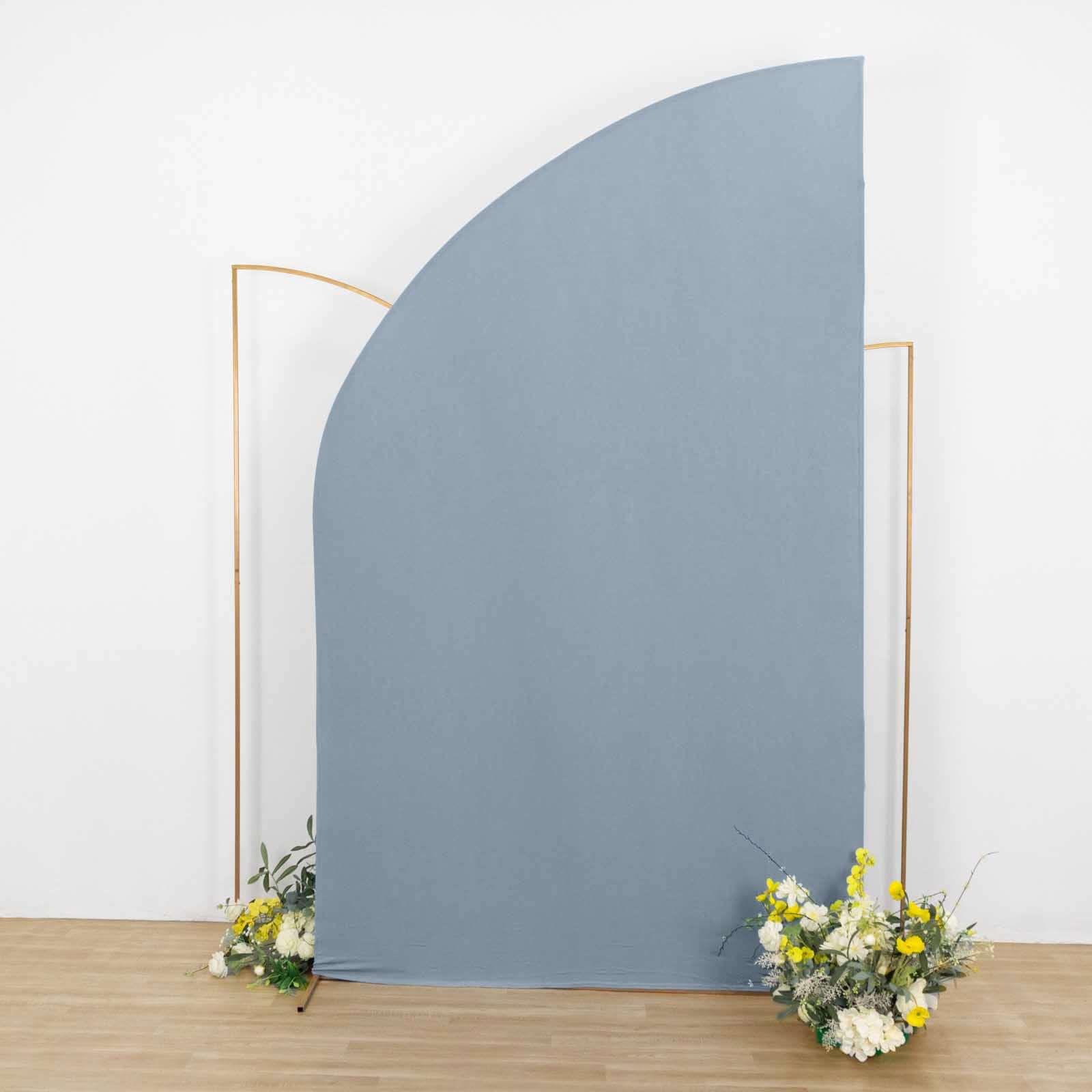 8ft Dusty Blue Spandex Fitted Wedding Arch Cover For Half Moon Top Chiara Backdrop Stand - Bell Racket Store
