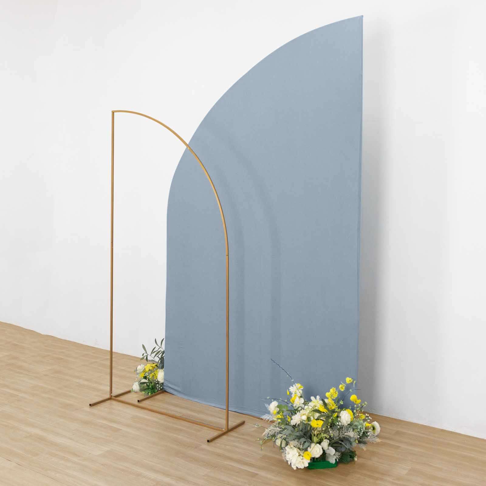 8ft Dusty Blue Spandex Fitted Wedding Arch Cover For Half Moon Top Chiara Backdrop Stand - Bell Racket Store