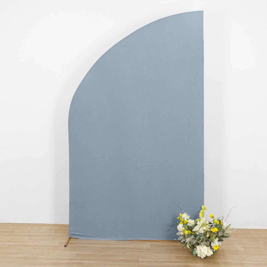 8ft Dusty Blue Spandex Fitted Wedding Arch Cover For Half Moon Top Chiara Backdrop Stand - Bell Racket Store