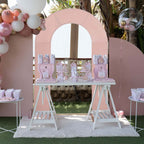 8ft Dusty Rose Spandex Fitted Open Arch Wedding Arch Cover, Double - Sided U - Shaped Backdrop Slipcover - Bell Racket Store