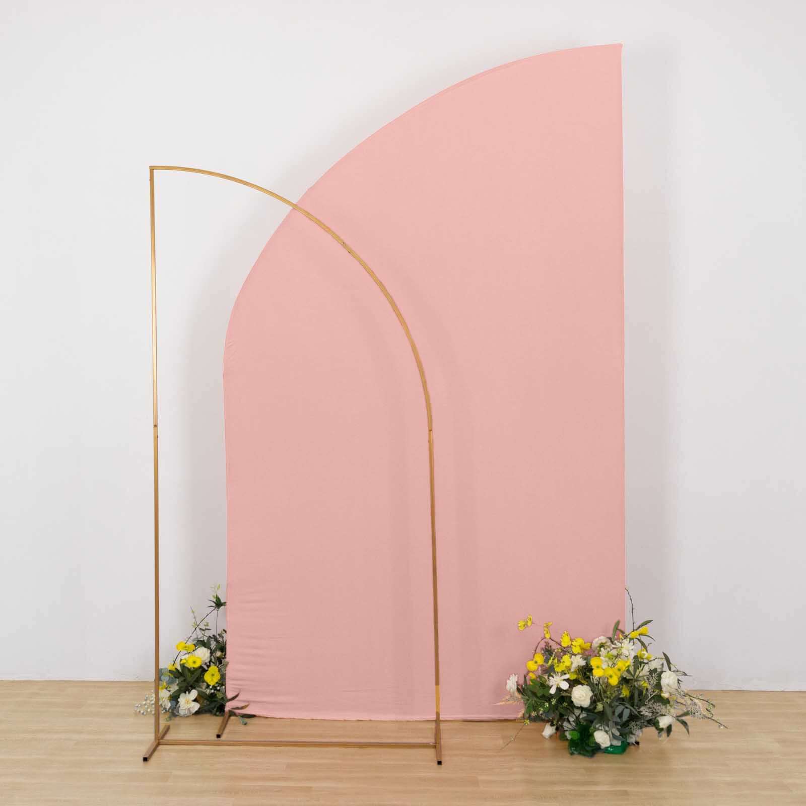 8ft Dusty Rose Spandex Fitted Wedding Arch Cover For Half Moon Top Chiara Backdrop Stand - Bell Racket Store