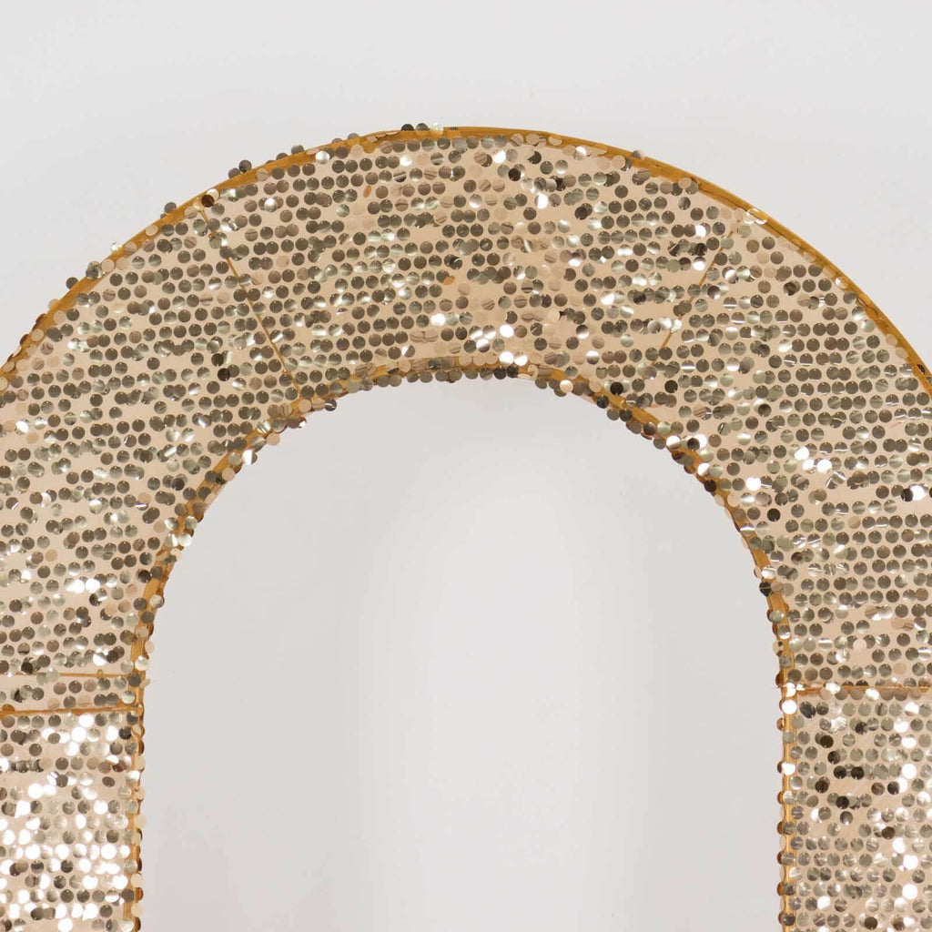 8ft Gold Big Payette Sequin Open Arch Wedding Arch Cover, Sparkly U - Shaped Fitted Backdrop Slipcover - Bell Racket Store