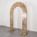 8ft Gold Big Payette Sequin Open Arch Wedding Arch Cover, Sparkly U - Shaped Fitted Backdrop Slipcover - Bell Racket Store