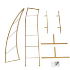 8ft Gold Metal Curved Flower Frame Balloon Arch Stand, Collapsible Wedding Aisle Photo Backdrop With Solid Rectangular Base - Bell Racket Store