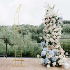 8ft Gold Metal Curved Flower Frame Balloon Arch Stand, Collapsible Wedding Aisle Photo Backdrop With Solid Rectangular Base - Bell Racket Store