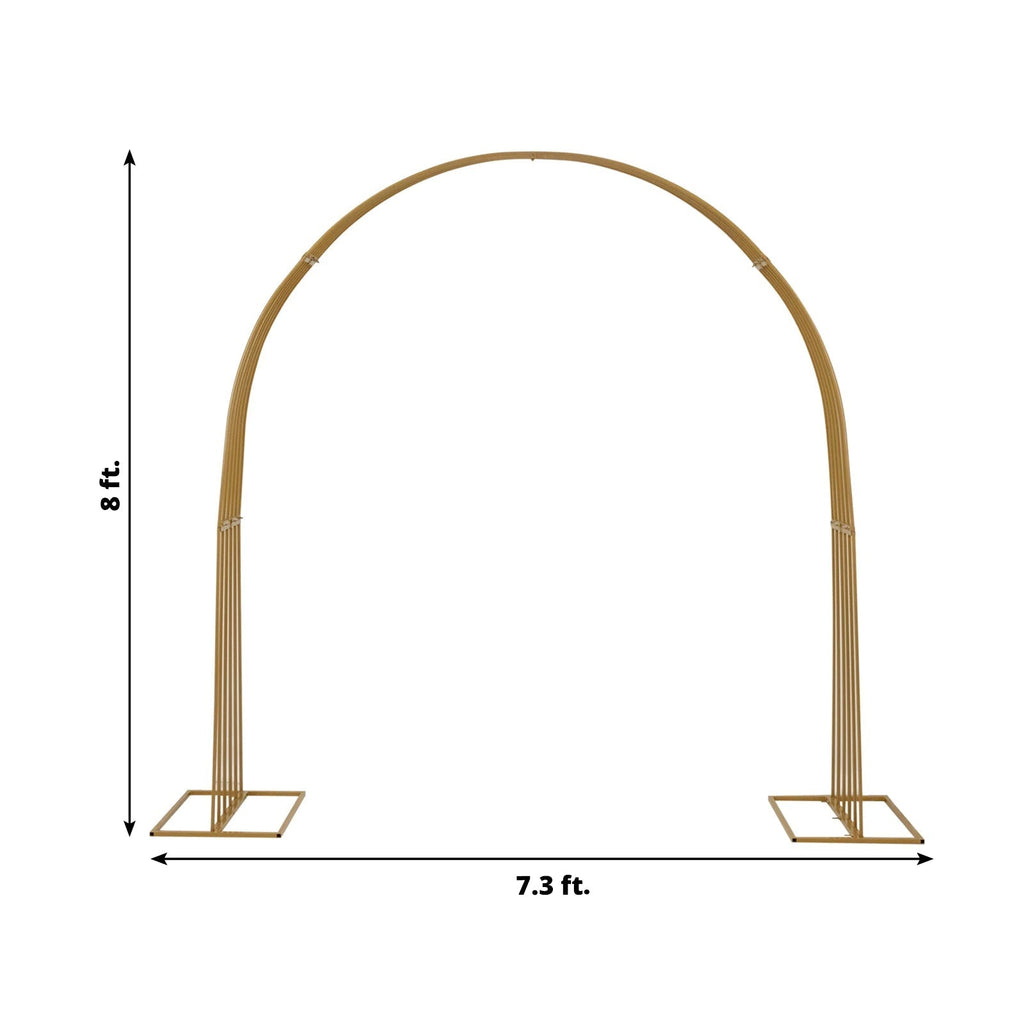 8ft Gold Metal Dome Wedding Arch, Heavy - Duty Backdrop Stand 3D Floral Balloon Frame - Bell Racket Store