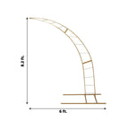 8ft Gold Metal Half Crescent Moon Wedding Arbor Frame, Curved Design Arch Flower Balloon Stand - Bell Racket Store