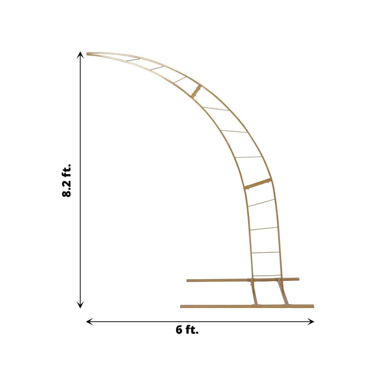 8ft Gold Metal Half Crescent Moon Wedding Arbor Frame, Curved Design Arch Flower Balloon Stand - Bell Racket Store