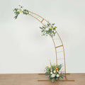 8ft Gold Metal Half Crescent Moon Wedding Arbor Frame, Curved Design Arch Flower Balloon Stand - Bell Racket Store