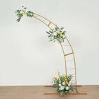 8ft Gold Metal Half Crescent Moon Wedding Arbor Frame, Curved Design Arch Flower Balloon Stand - Bell Racket Store