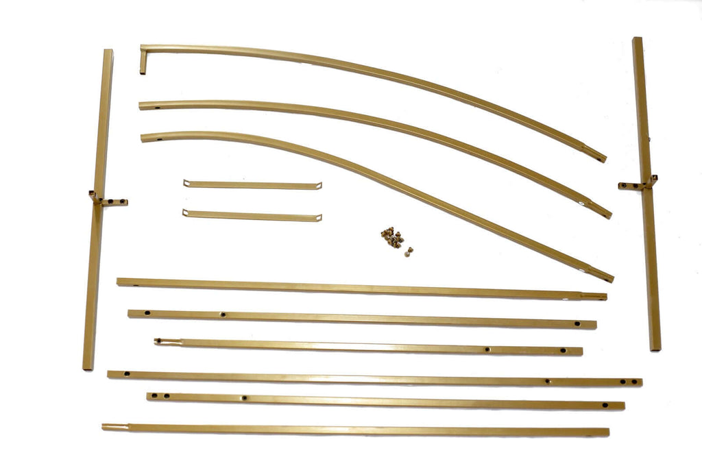 8ft Gold Metal Half Moon Floral Frame Wedding Arbor Stand, Chiara Backdrop Display Arch - Bell Racket Store