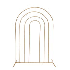 8ft Gold Metal Multi - Layered Round Top Wedding Arch, Rainbow Floral Frame Chiara Backdrop Stand - Bell Racket Store