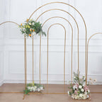 8ft Gold Metal Multi - Layered Round Top Wedding Arch, Rainbow Floral Frame Chiara Backdrop Stand - Bell Racket Store