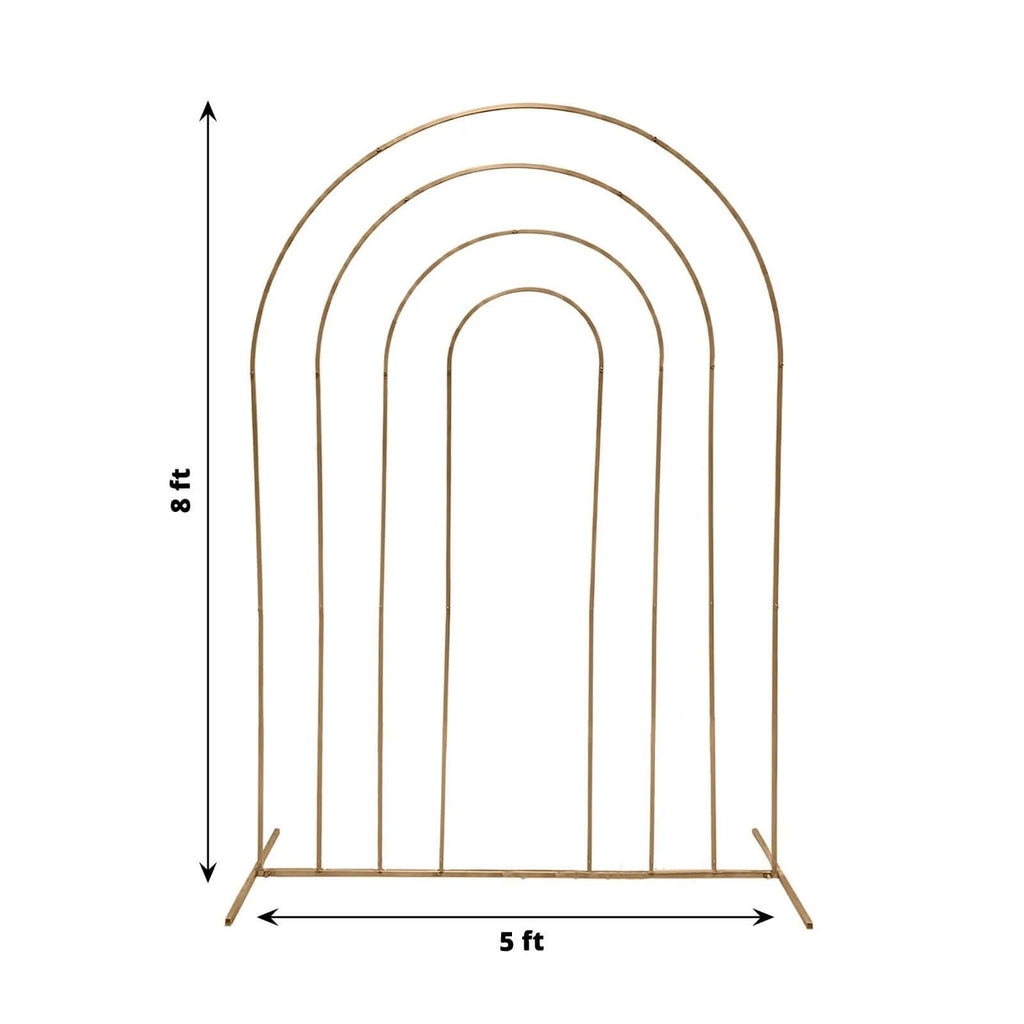 8ft Gold Metal Multi - Layered Round Top Wedding Arch, Rainbow Floral Frame Chiara Backdrop Stand - Bell Racket Store