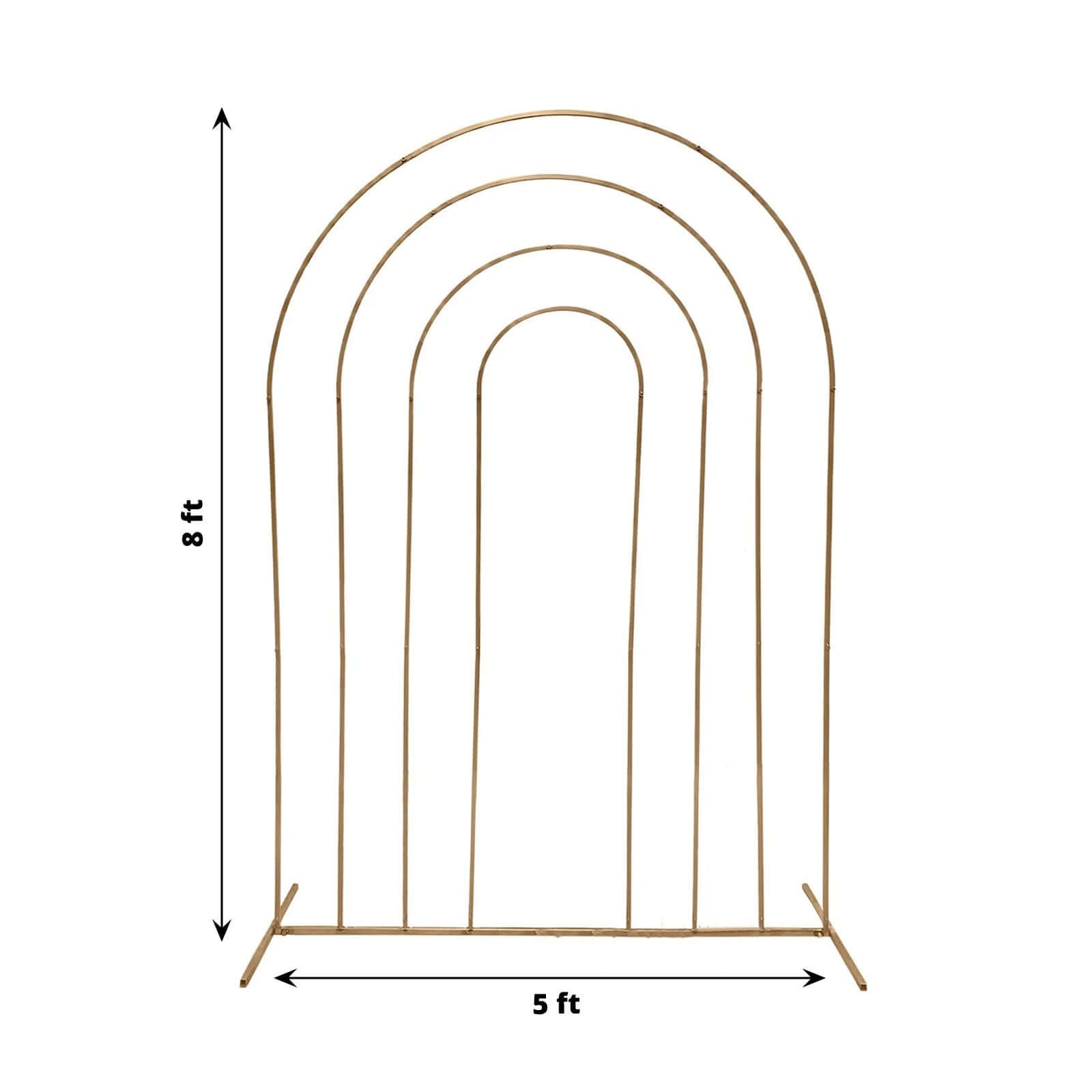 8ft Gold Metal Multi - Layered Round Top Wedding Arch, Rainbow Floral Frame Chiara Backdrop Stand - Bell Racket Store
