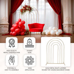 8ft Gold Metal Multi - Layered Round Top Wedding Arch, Rainbow Floral Frame Chiara Backdrop Stand - Bell Racket Store