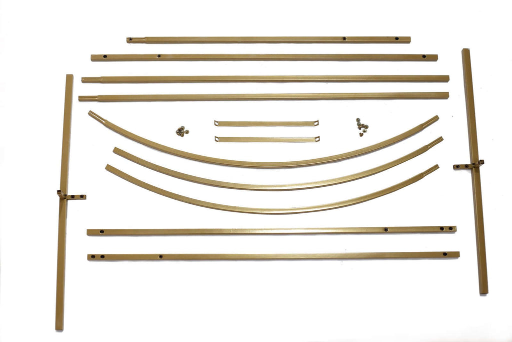 8ft Gold Metal Wedding Arch Chiara Backdrop Stand Floral Display Frame With Round Top - Bell Racket Store