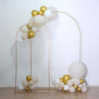 8ft Gold Metal Wedding Arch Chiara Backdrop Stand Floral Display Frame With Round Top - Bell Racket Store