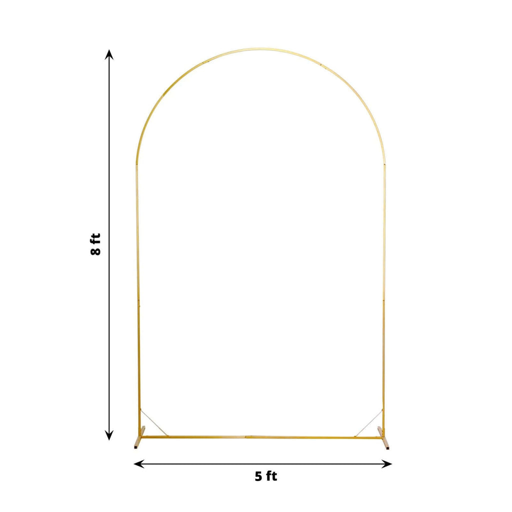 8ft Gold Metal Wedding Arch Chiara Backdrop Stand Floral Display Frame With Round Top - Bell Racket Store