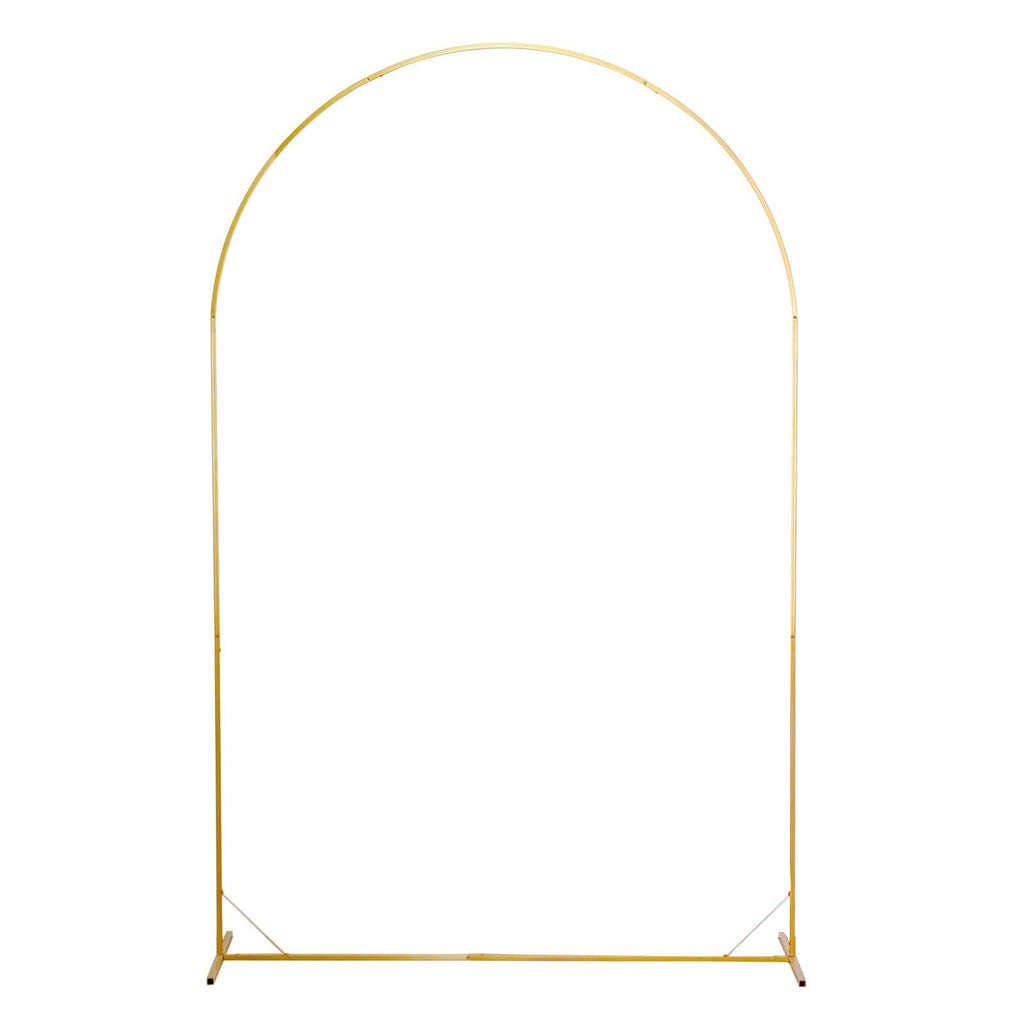 8ft Gold Metal Wedding Arch Chiara Backdrop Stand Floral Display Frame With Round Top - Bell Racket Store