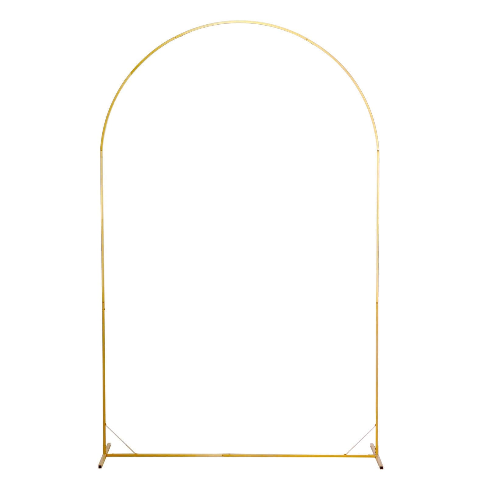 8ft Gold Metal Wedding Arch Chiara Backdrop Stand Floral Display Frame With Round Top - Bell Racket Store