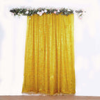 8ft Gold Metallic Fringe Shag Event Drapery Panel, Shimmery Tinsel Polyester Divider Backdrop Curtain - Bell Racket Store
