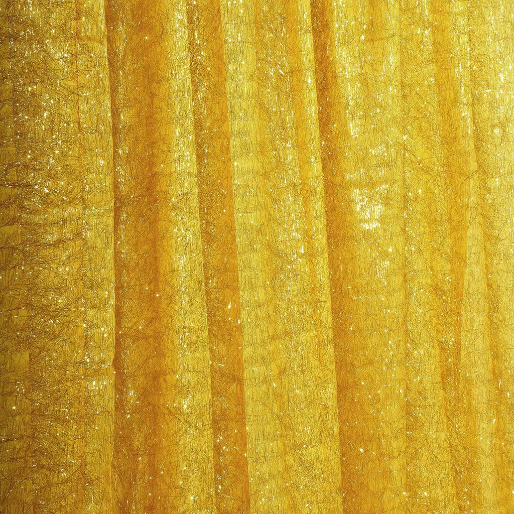 8ft Gold Metallic Fringe Shag Event Drapery Panel, Shimmery Tinsel Polyester Divider Backdrop Curtain - Bell Racket Store