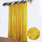 8ft Gold Metallic Fringe Shag Event Drapery Panel, Shimmery Tinsel Polyester Divider Backdrop Curtain - Bell Racket Store