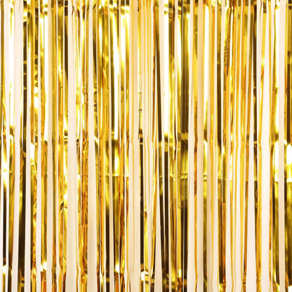 8ft Gold Metallic Tinsel Foil Fringe Doorway Curtain Party Backdrop - NestOCart
