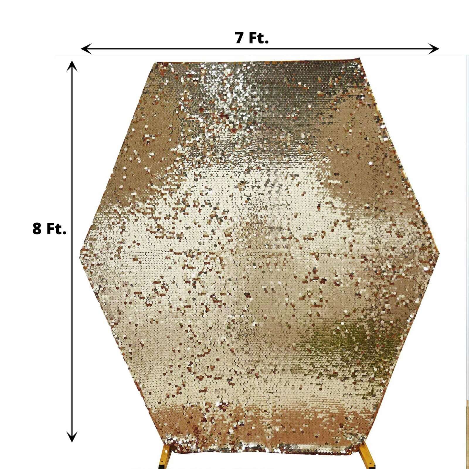 8ftx7ft Gold Big Payette Sequin Sparkly Hexagon Backdrop Stand Cover