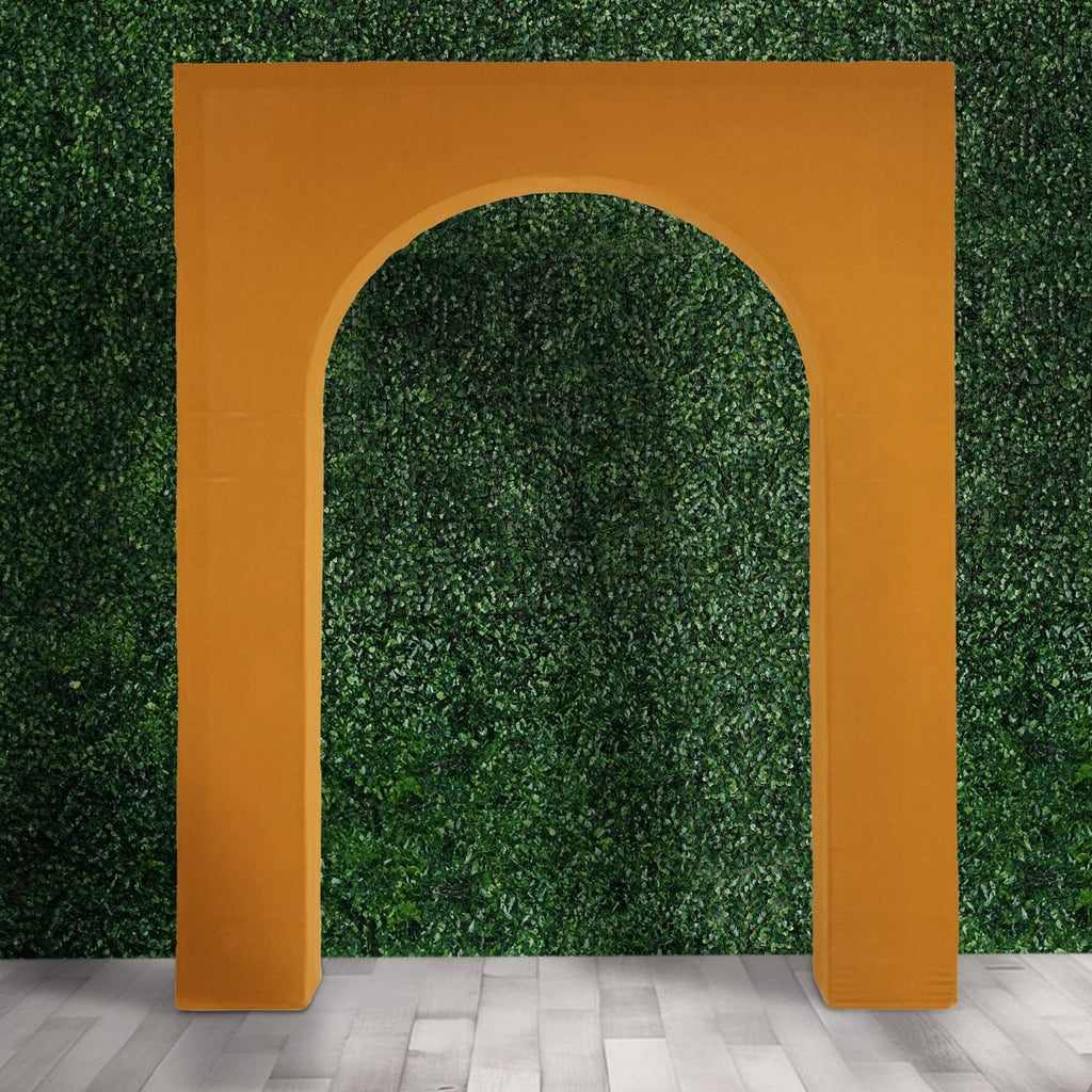 8ft Gold Spandex Backdrop Stand Cover for Arc de Triomphe Stand, Stretch Fitted Floral Balloon Frame Wedding Arch Cover - Bell Racket Store