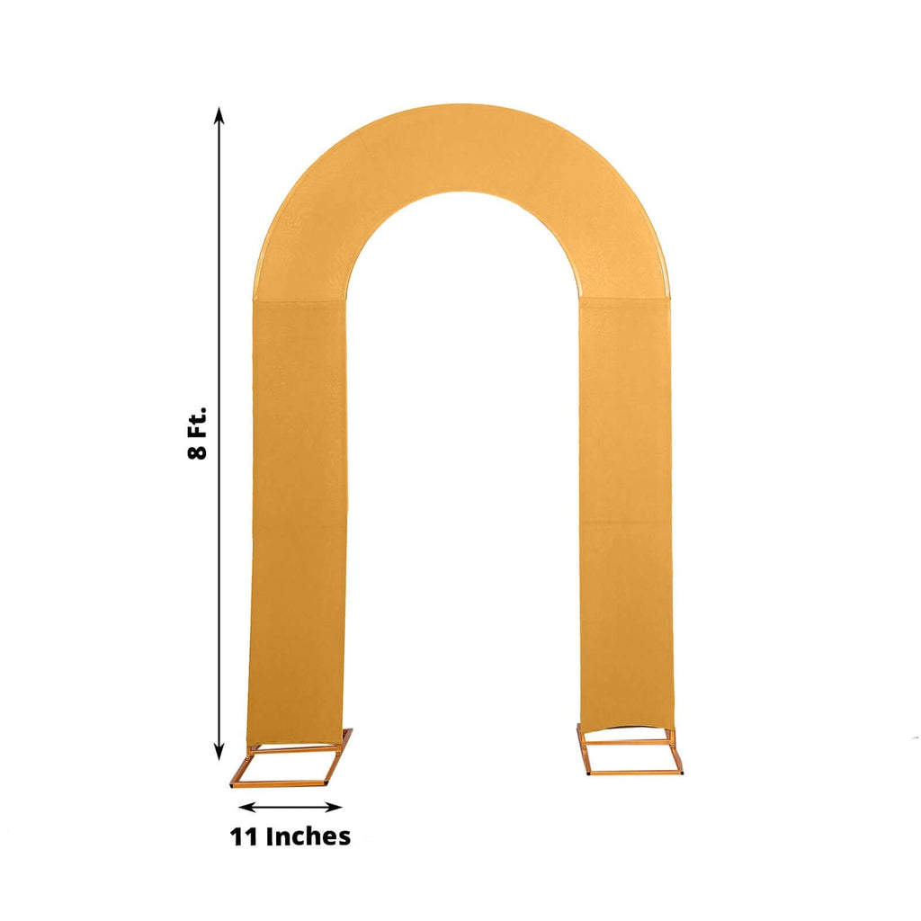 8ft Gold Spandex Fitted Open Arch Wedding Arch Cover, Double - Sided U - Shaped Backdrop Slipcover - Bell Racket Store