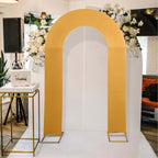 8ft Gold Spandex Fitted Open Arch Wedding Arch Cover, Double - Sided U - Shaped Backdrop Slipcover - Bell Racket Store